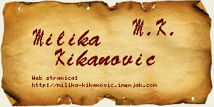 Milika Kikanović vizit kartica
